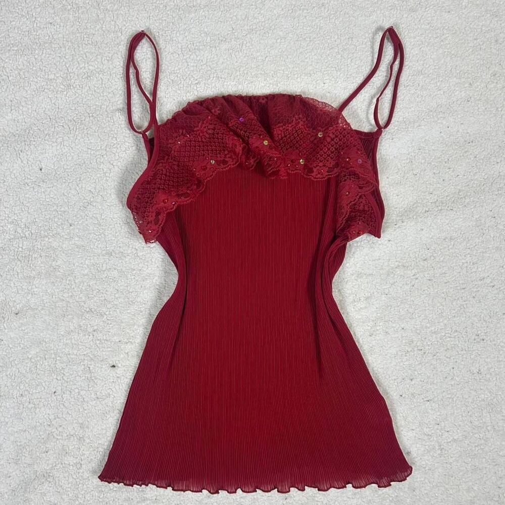 Gorgeous Dress Barn Red Slinky Sequin Fairy Top